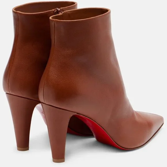 Christian Louboutin VIBELLA BOOTY 85 Leather Ankle Bootie Boots Heels - Picture 3 of 16